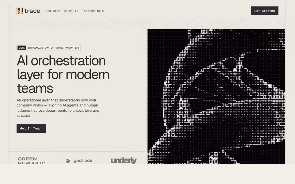 Trace homepage screenshot