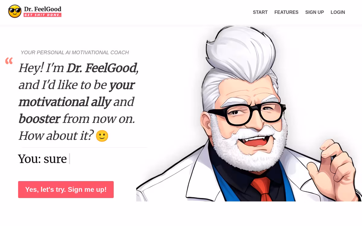Dr. FeelGood homepage screenshot