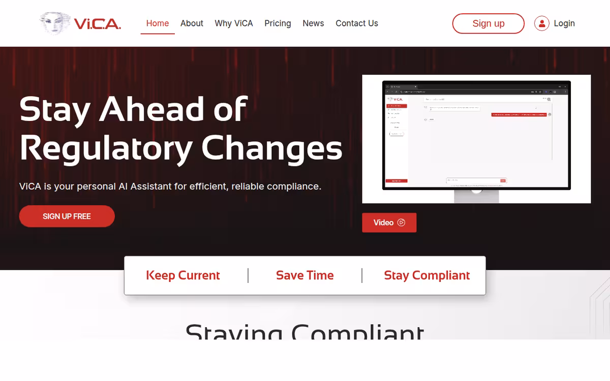 ViCA homepage screenshot