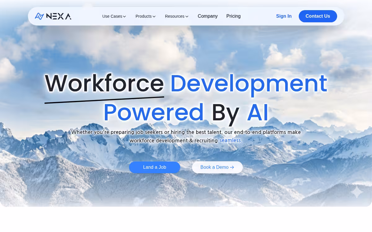 Nexa homepage screenshot