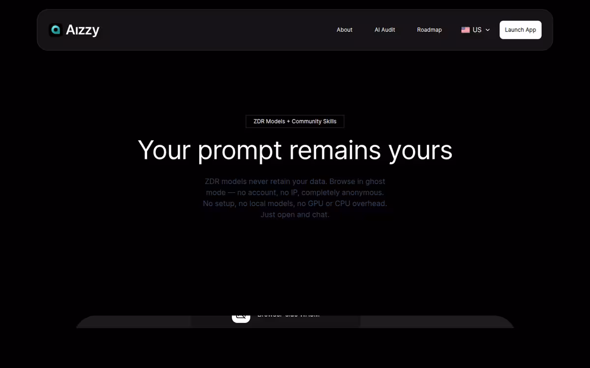 Aizzy homepage screenshot