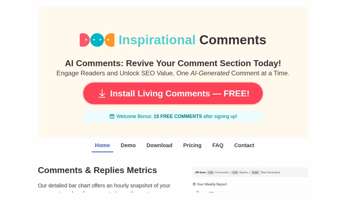 Living Comments homepage screenshot