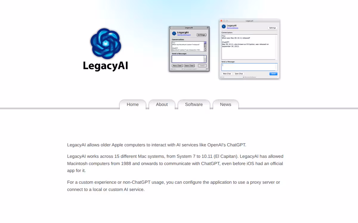 Legacy AI homepage screenshot