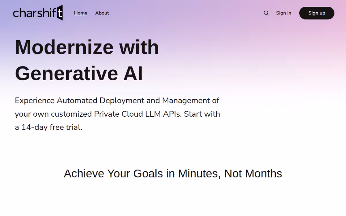 CharShift homepage screenshot