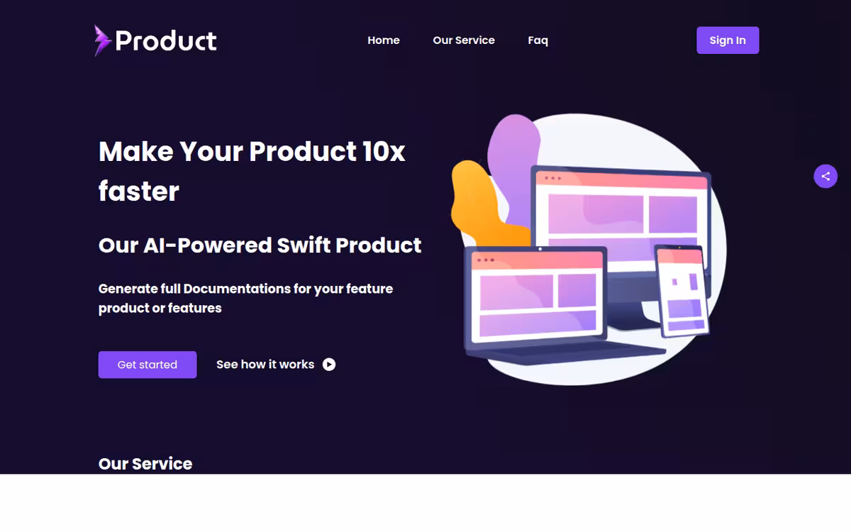 Swift Product homepage screenshot