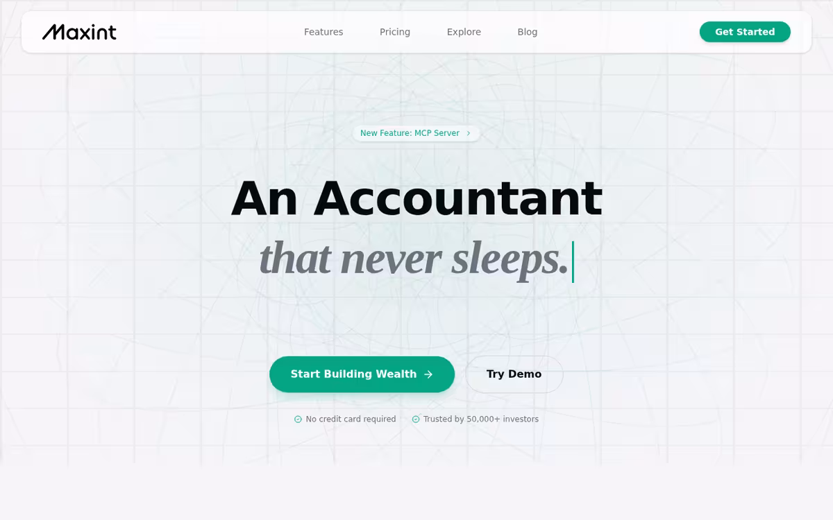 Maxint homepage screenshot