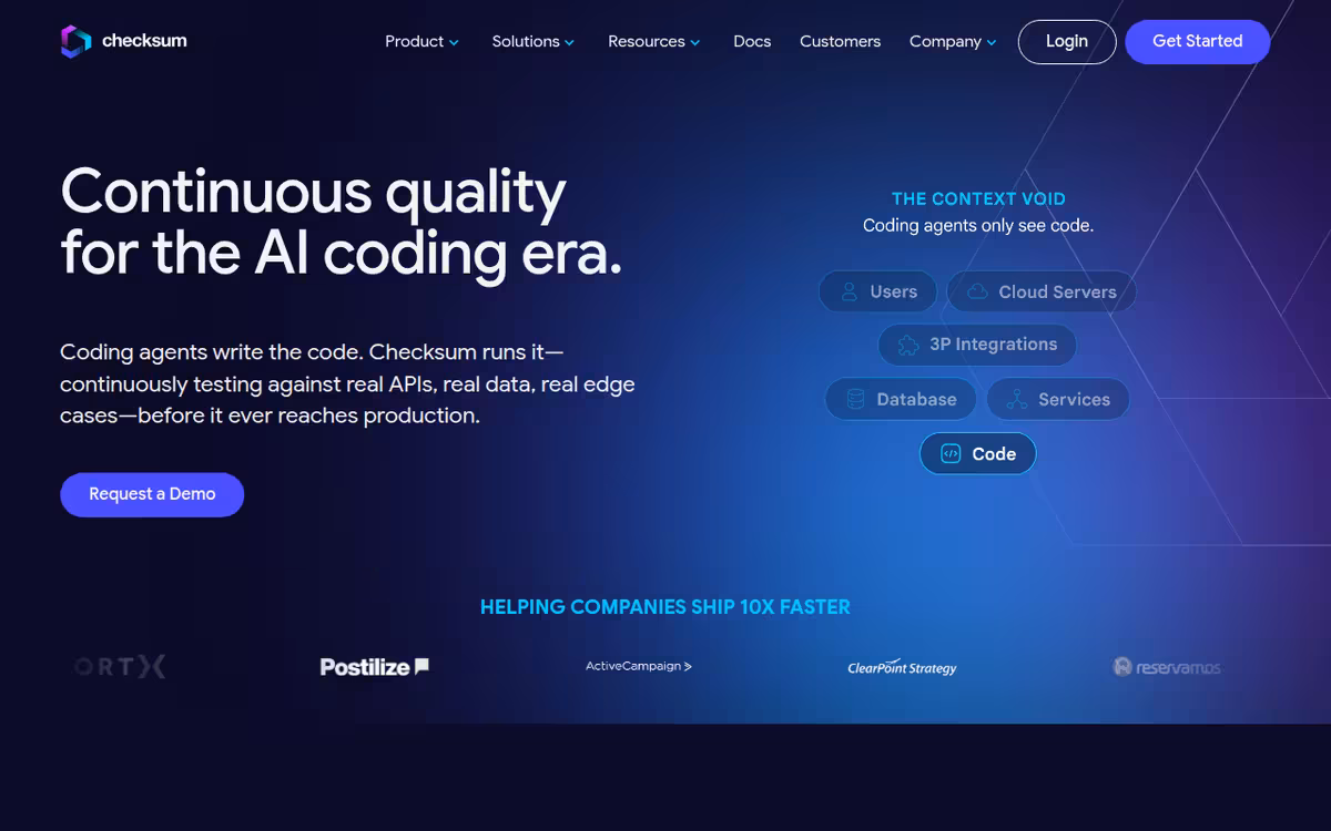 Checksum homepage screenshot