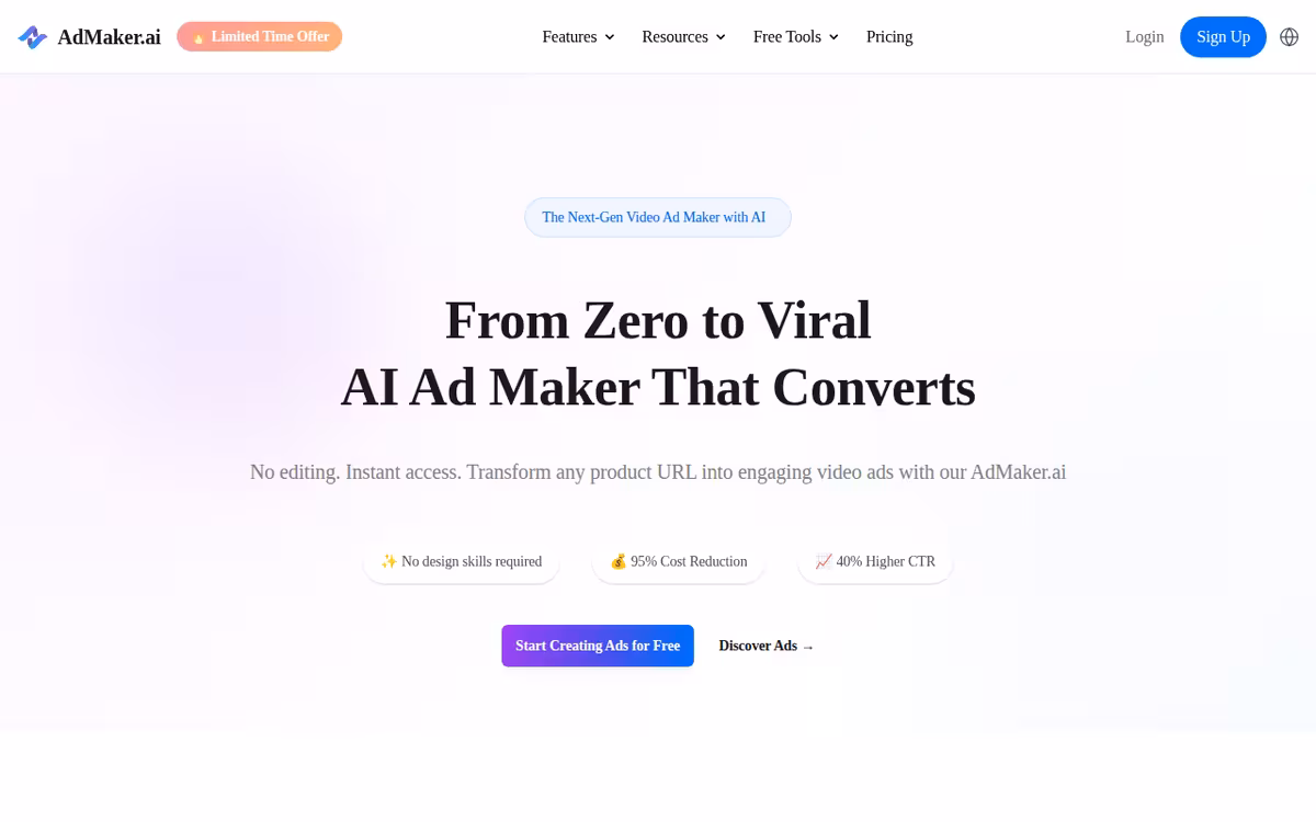 AI AD Maker homepage screenshot