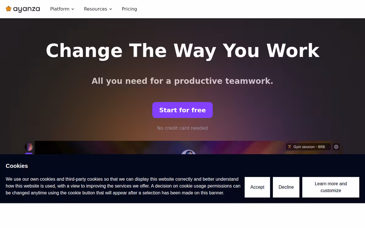 Ayanza homepage screenshot
