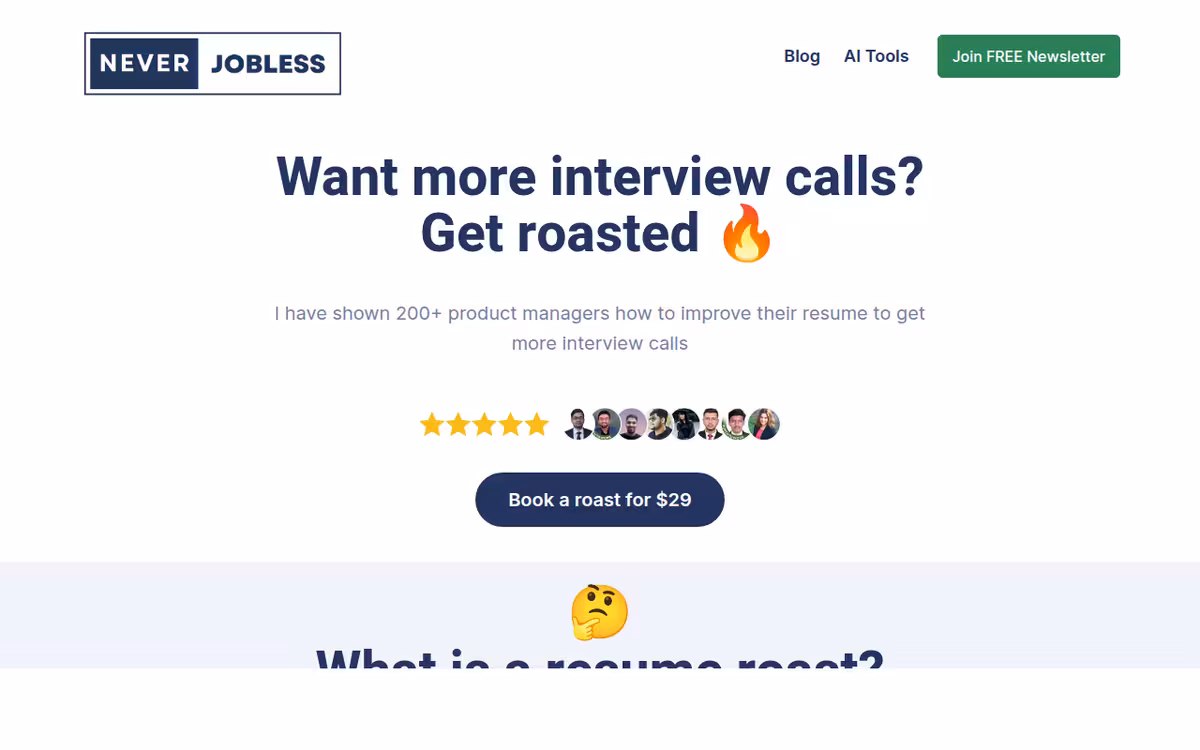Never Jobless homepage screenshot