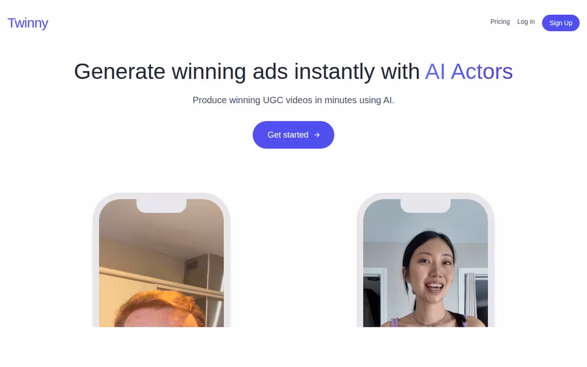 Twinny Ads homepage screenshot