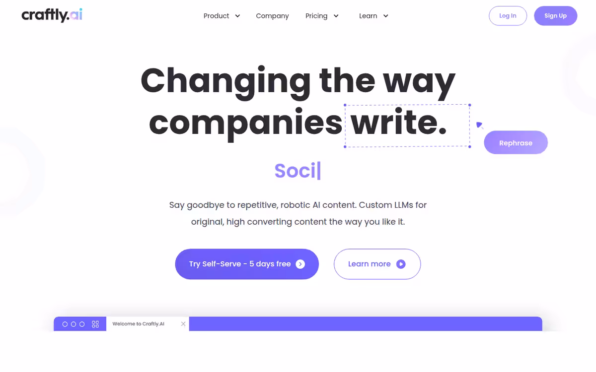 Craftly.AI homepage screenshot