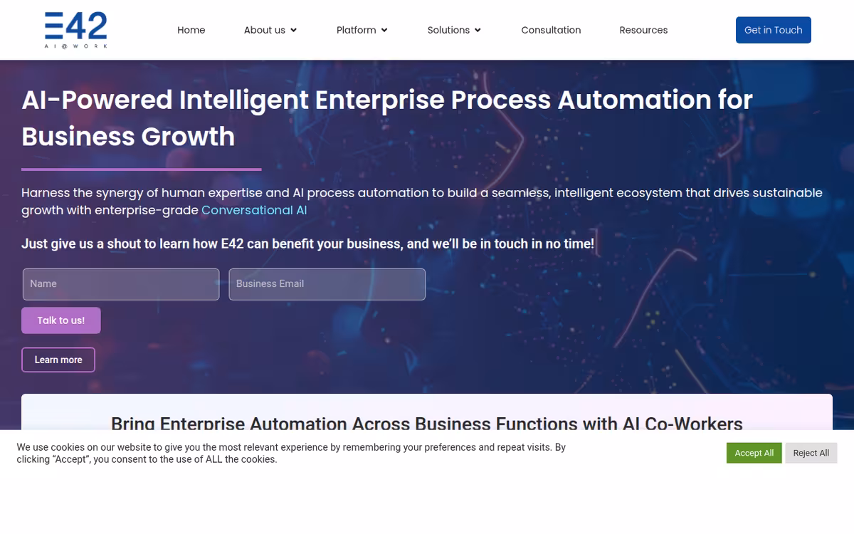 E42 homepage screenshot