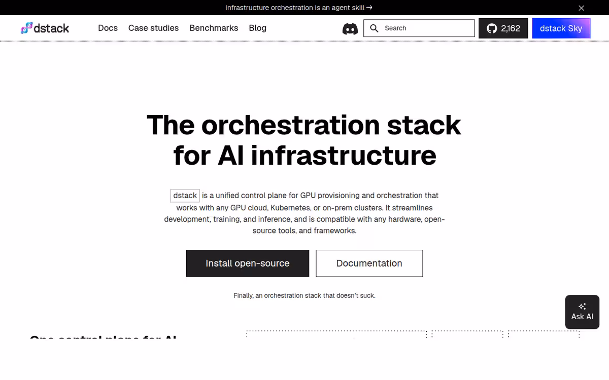Dstack homepage screenshot