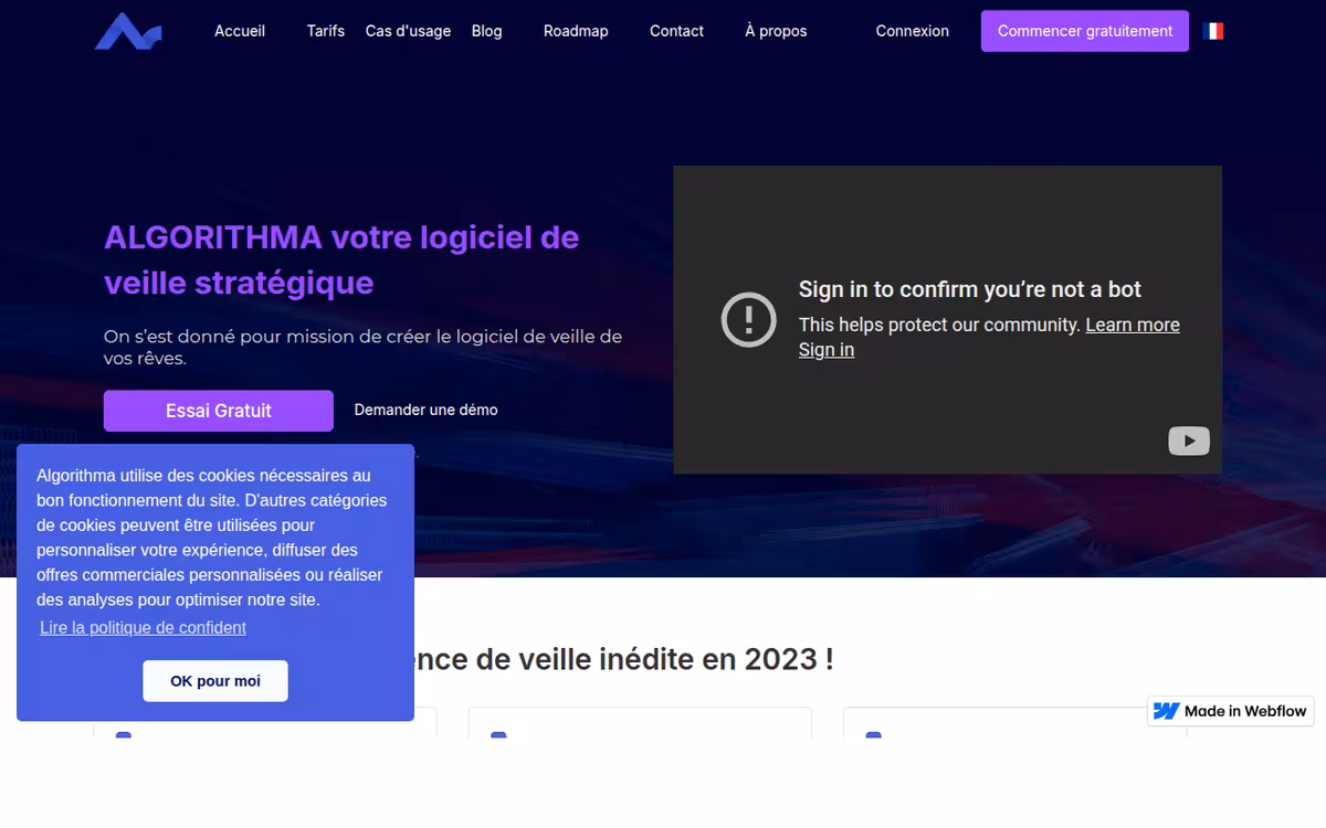 Algorithma homepage screenshot