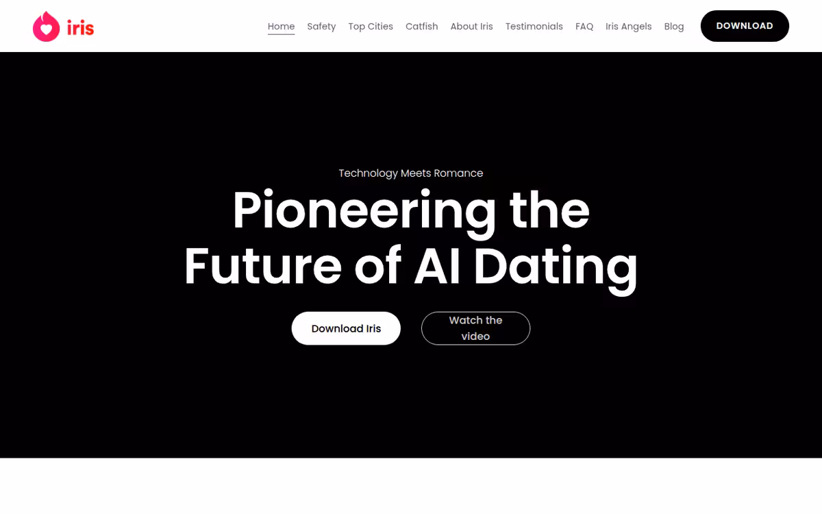 Iris Dating homepage screenshot