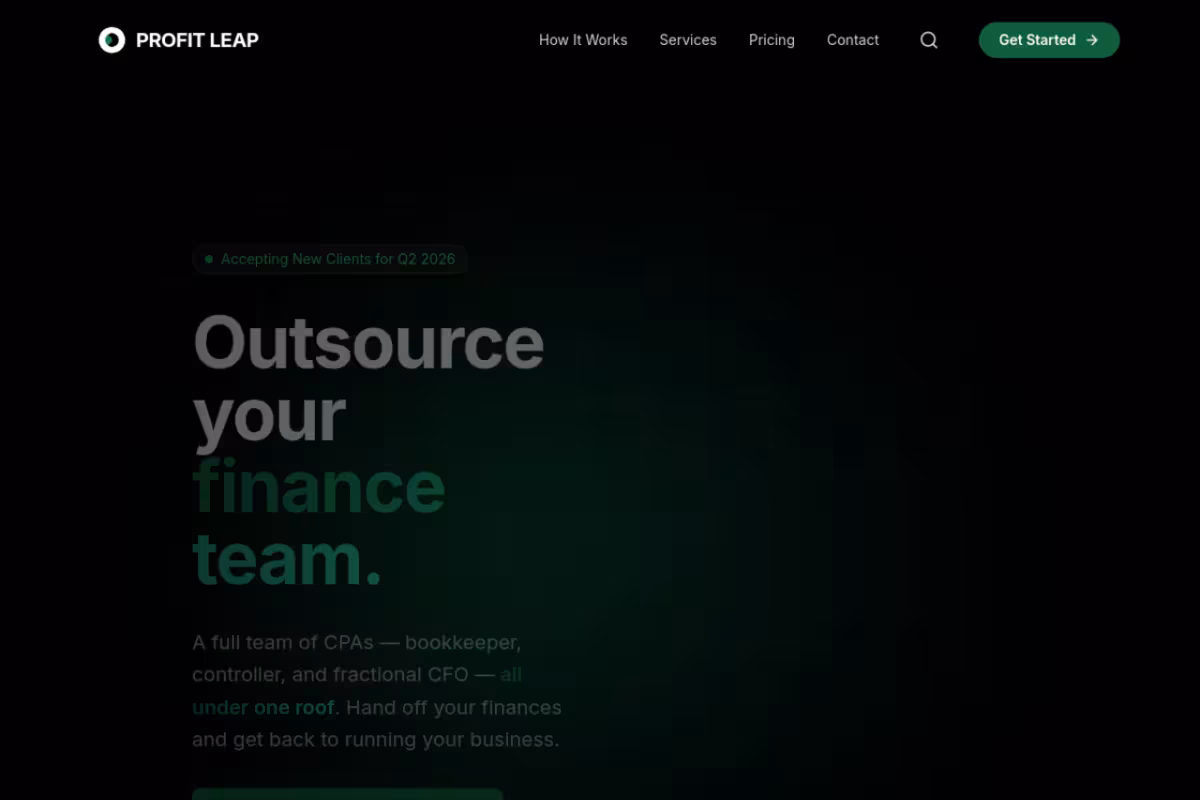 Profit Leap homepage screenshot