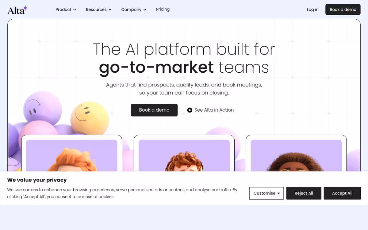 Alta homepage screenshot