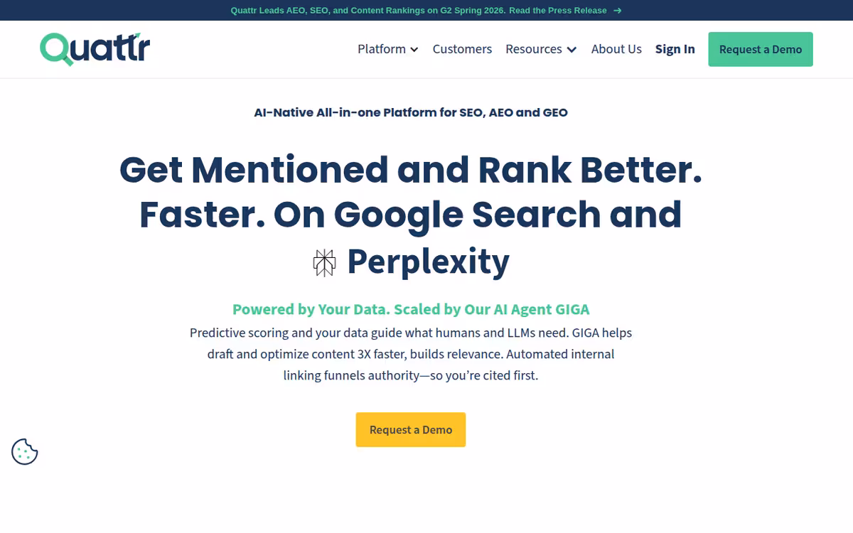 Quattr homepage screenshot