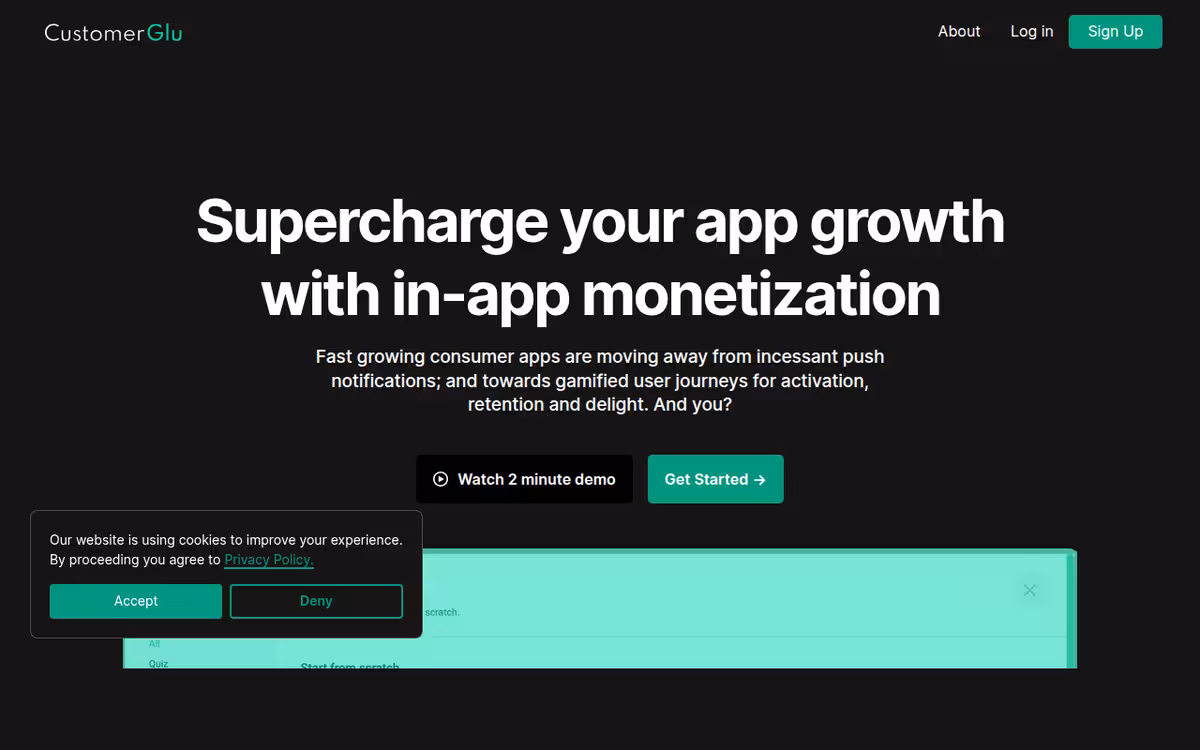 CustomerGlu homepage screenshot