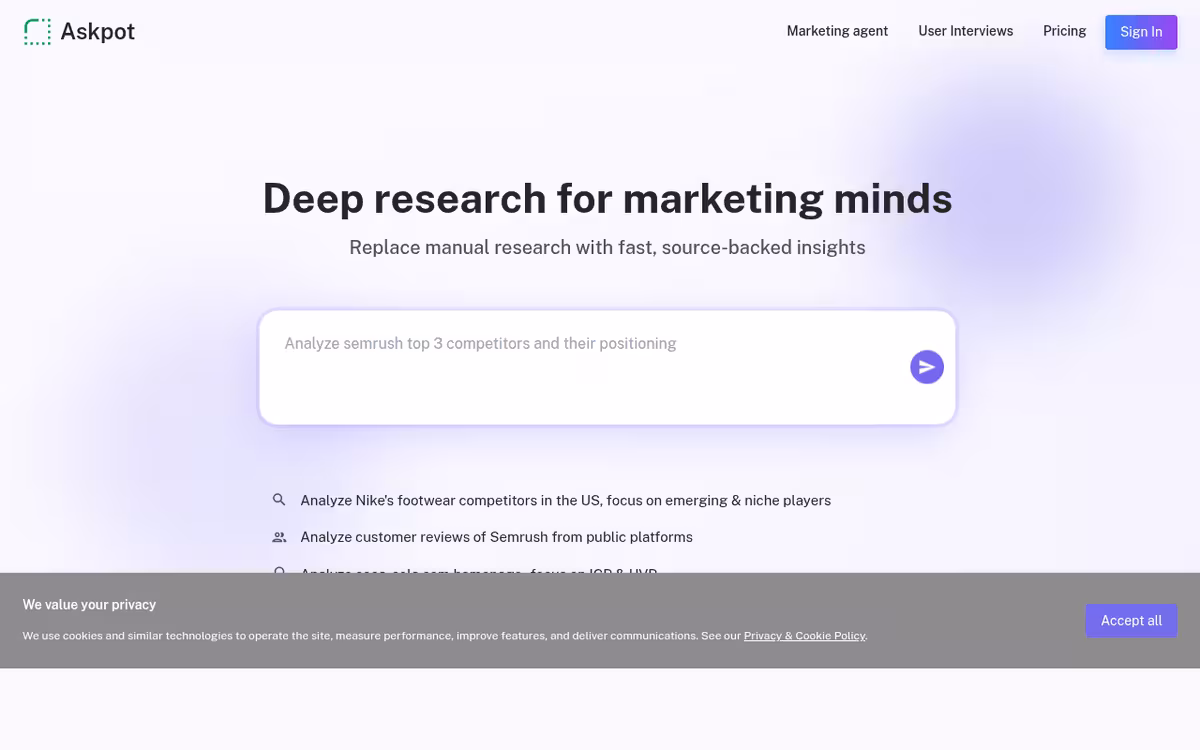 Askpot homepage screenshot