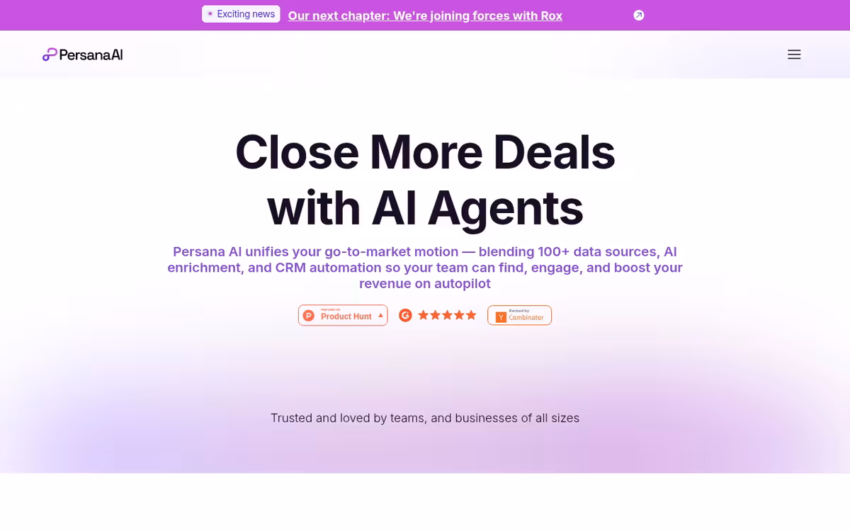 Persana AI homepage screenshot