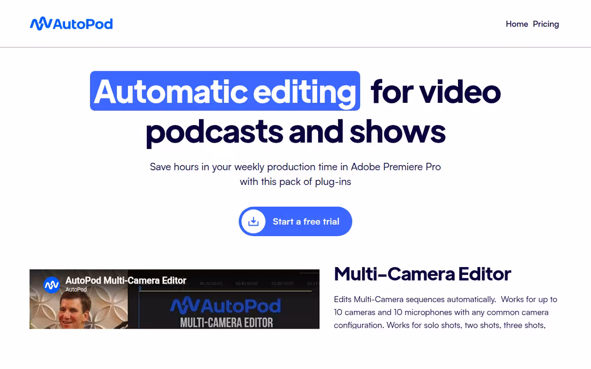 AutoPod homepage screenshot