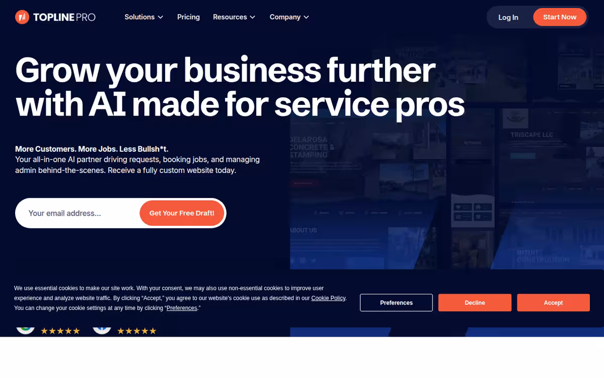 Topline Pro homepage screenshot