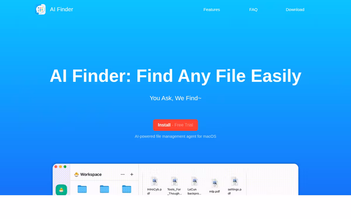 AI Finder homepage screenshot