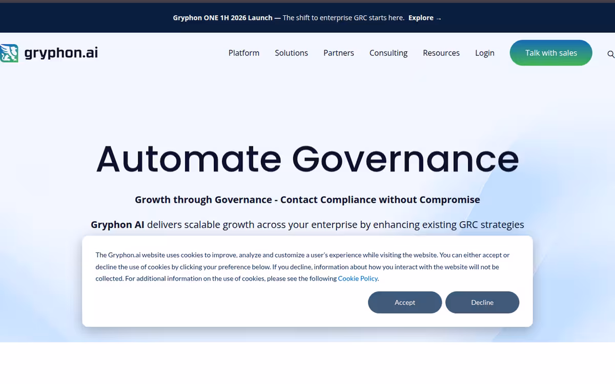 Gryphon homepage screenshot