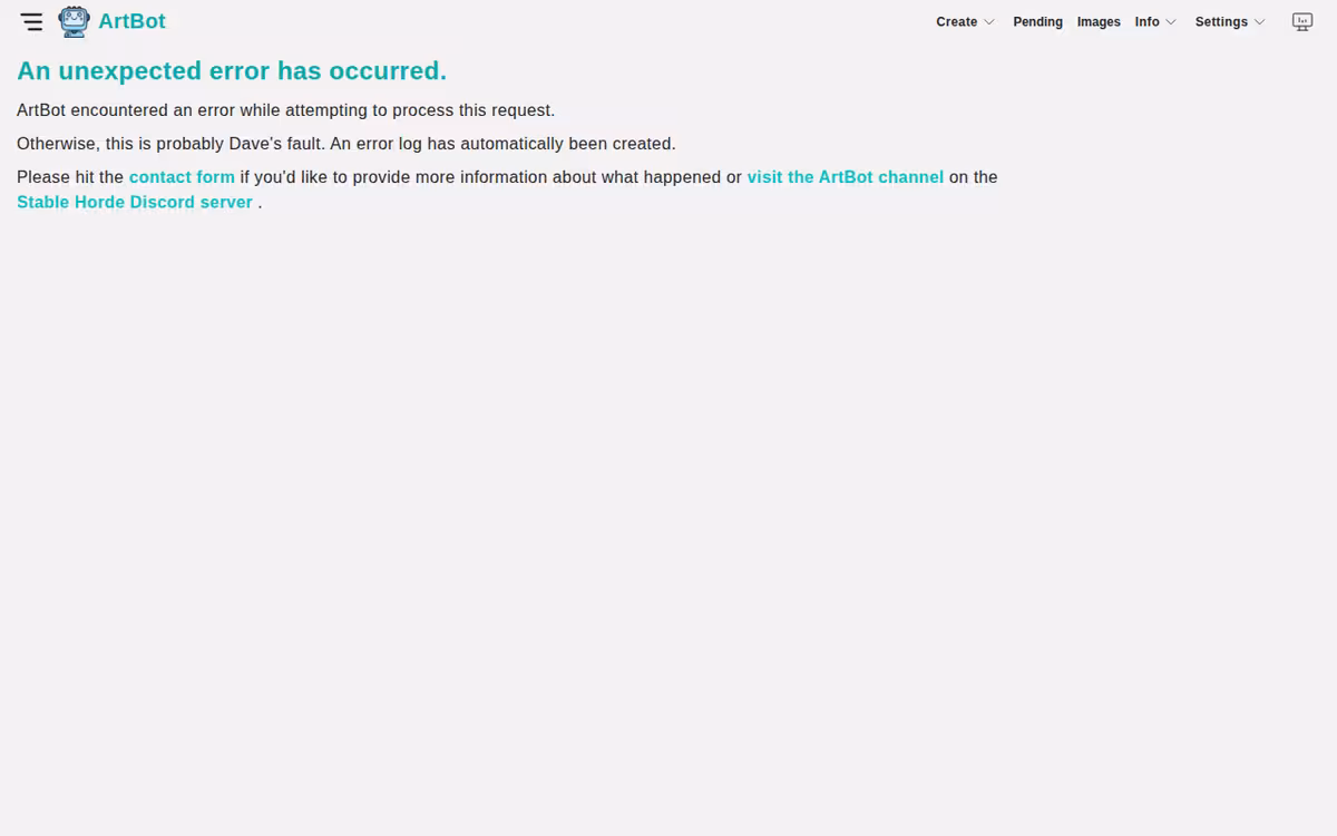 ArtBot homepage screenshot