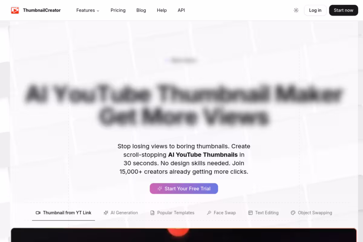ThumbnailCreator.com homepage screenshot