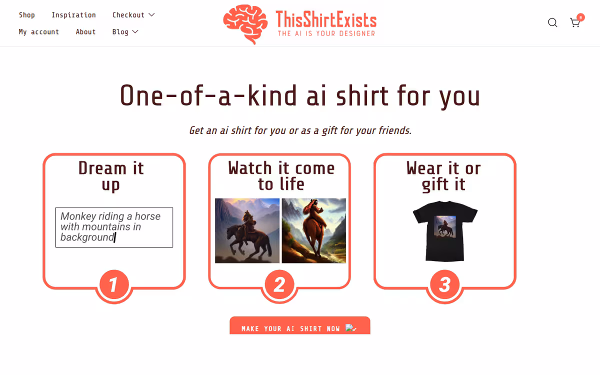 This Shirt Exists homepage screenshot