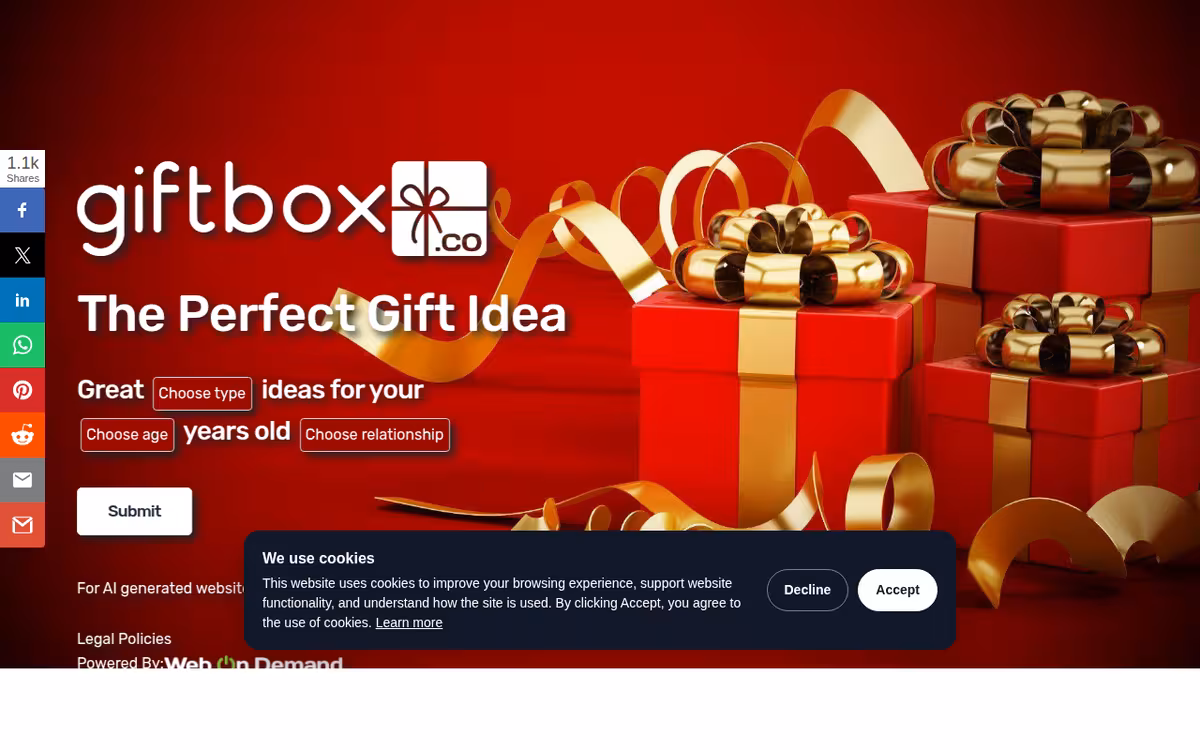 Gift Box homepage screenshot