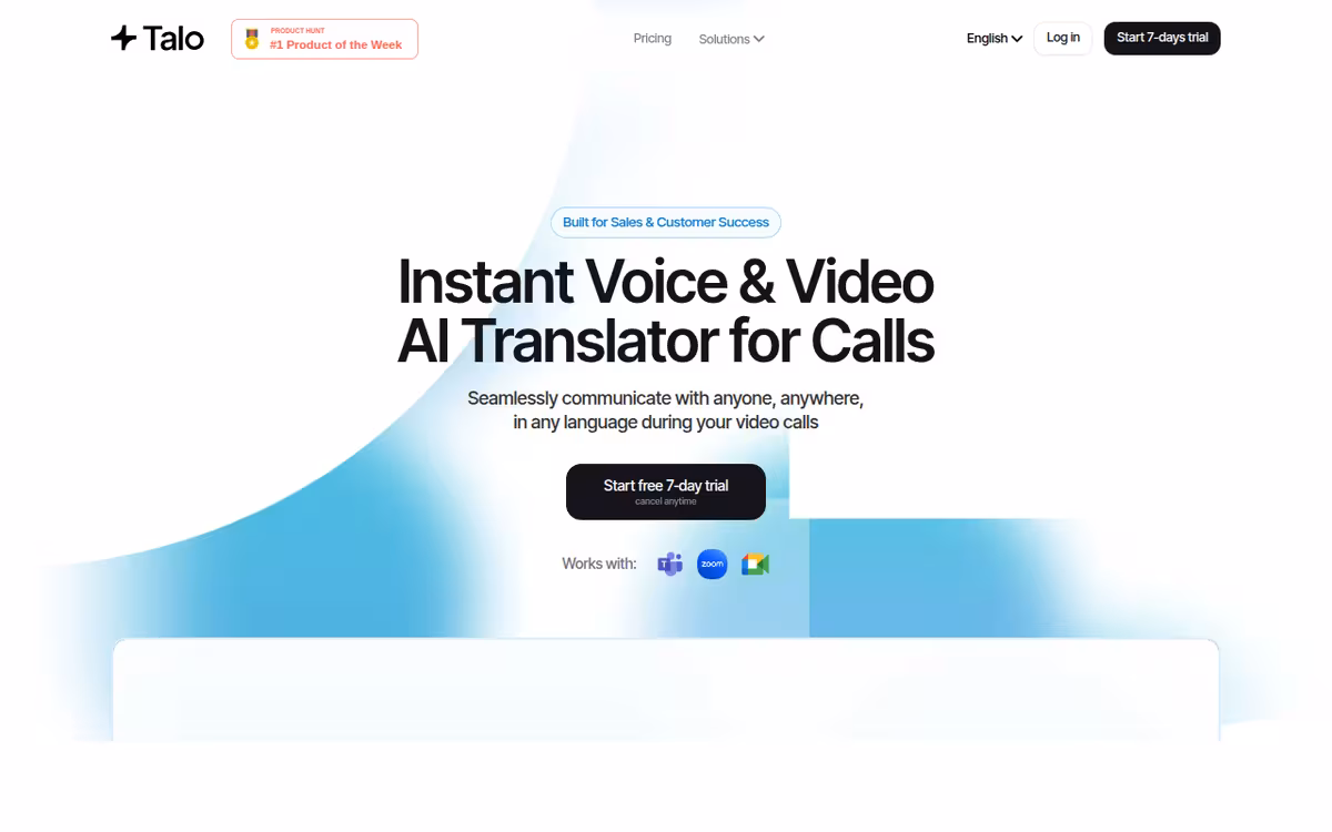 Talo homepage screenshot