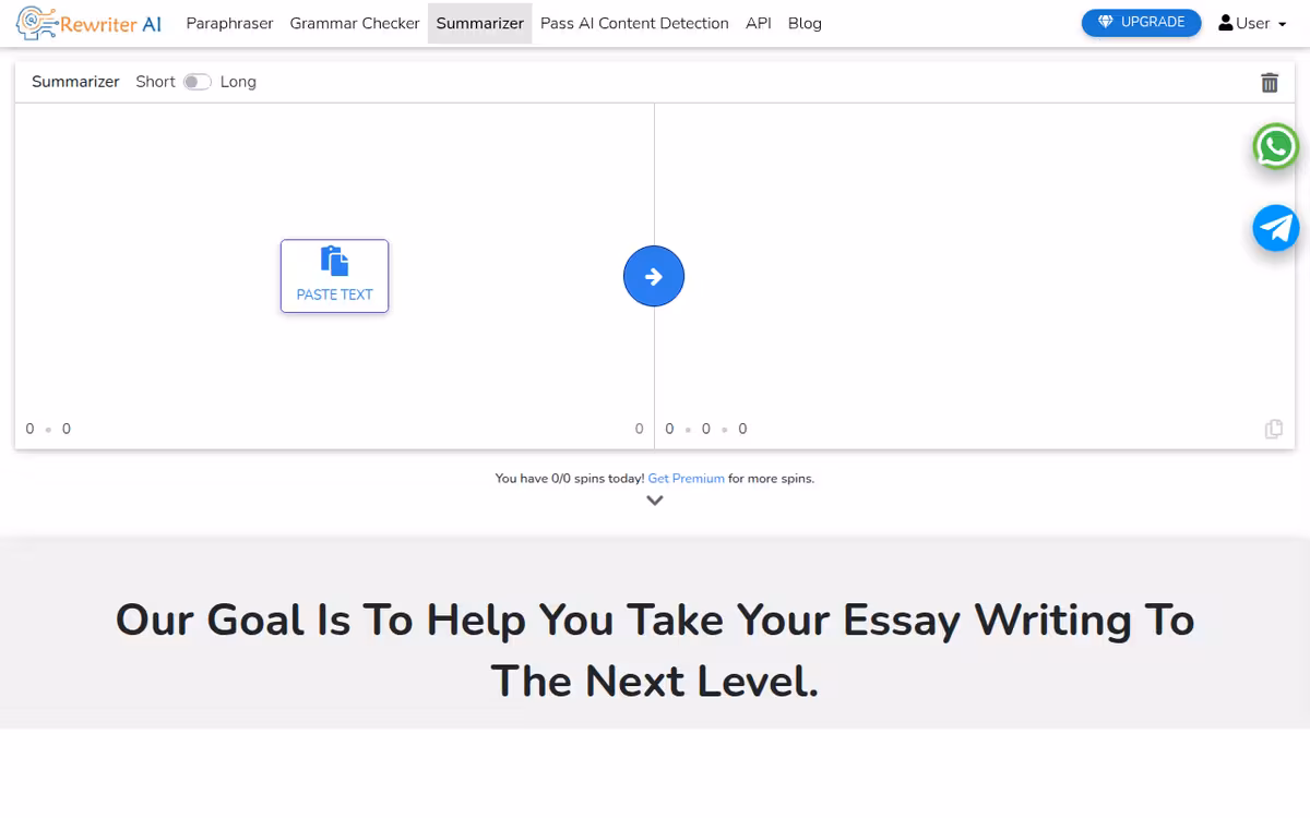 Rewriter AI homepage screenshot