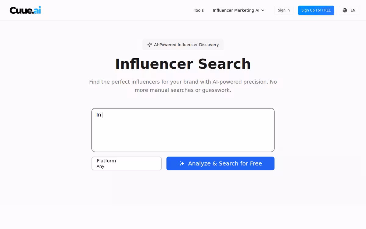 Cuue AI homepage screenshot