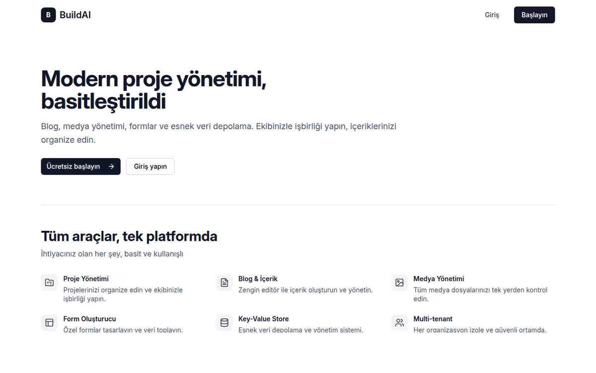 Buildai Website homepage screenshot