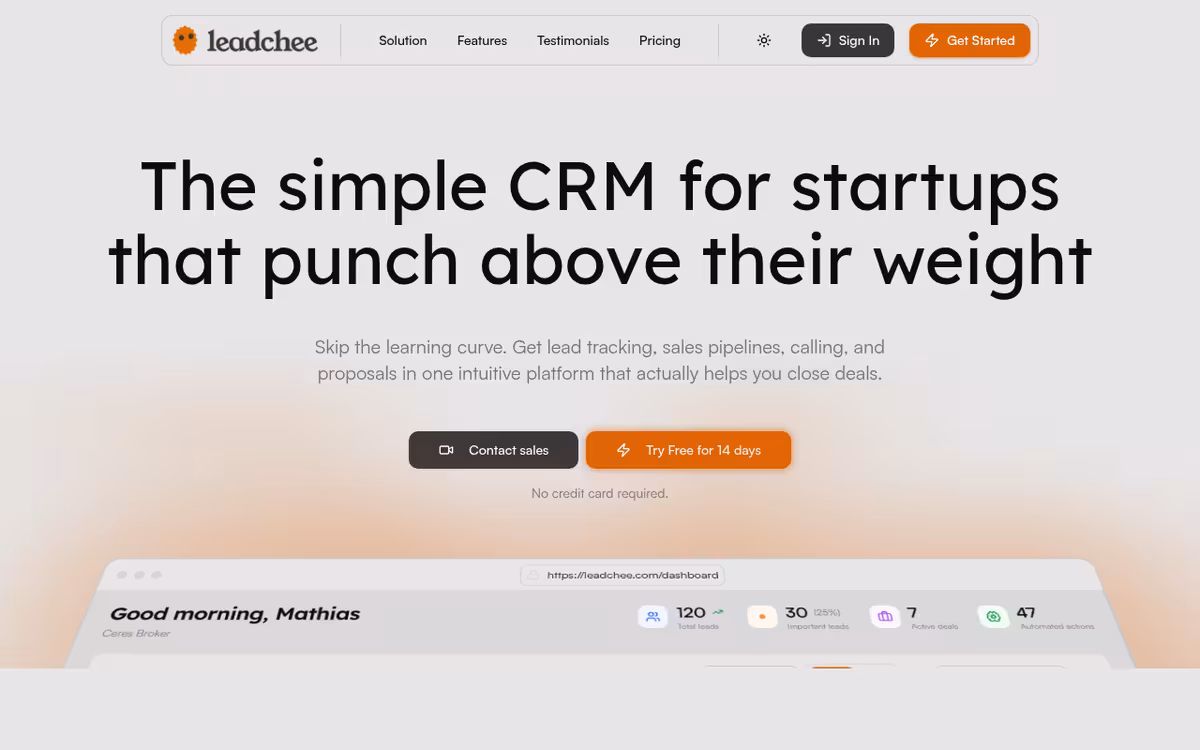 Leadchee homepage screenshot