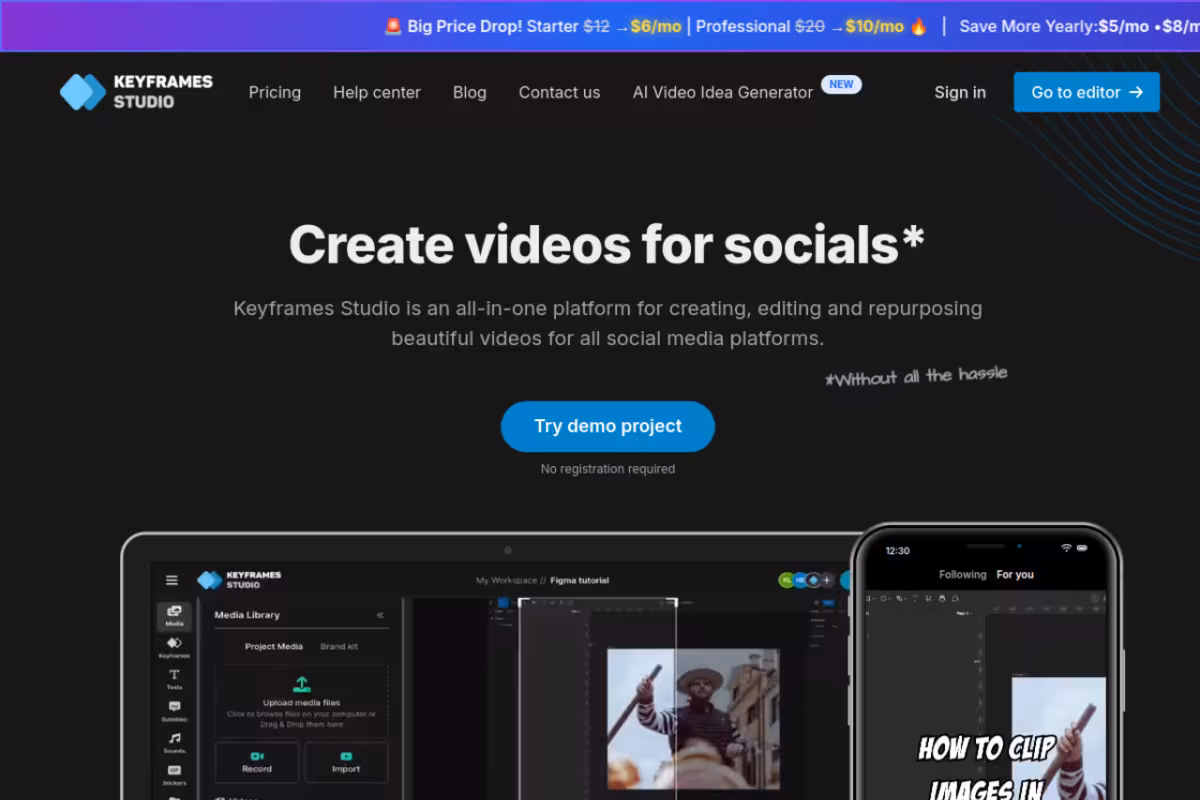 Keyframes.studio homepage screenshot