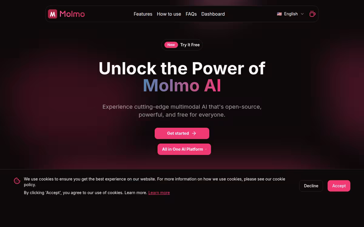 Molmo AI homepage screenshot