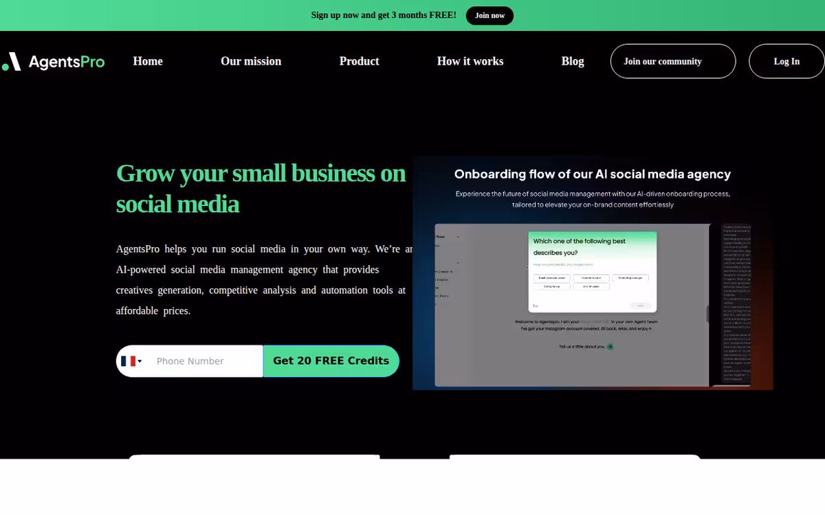 AgentsPro homepage screenshot