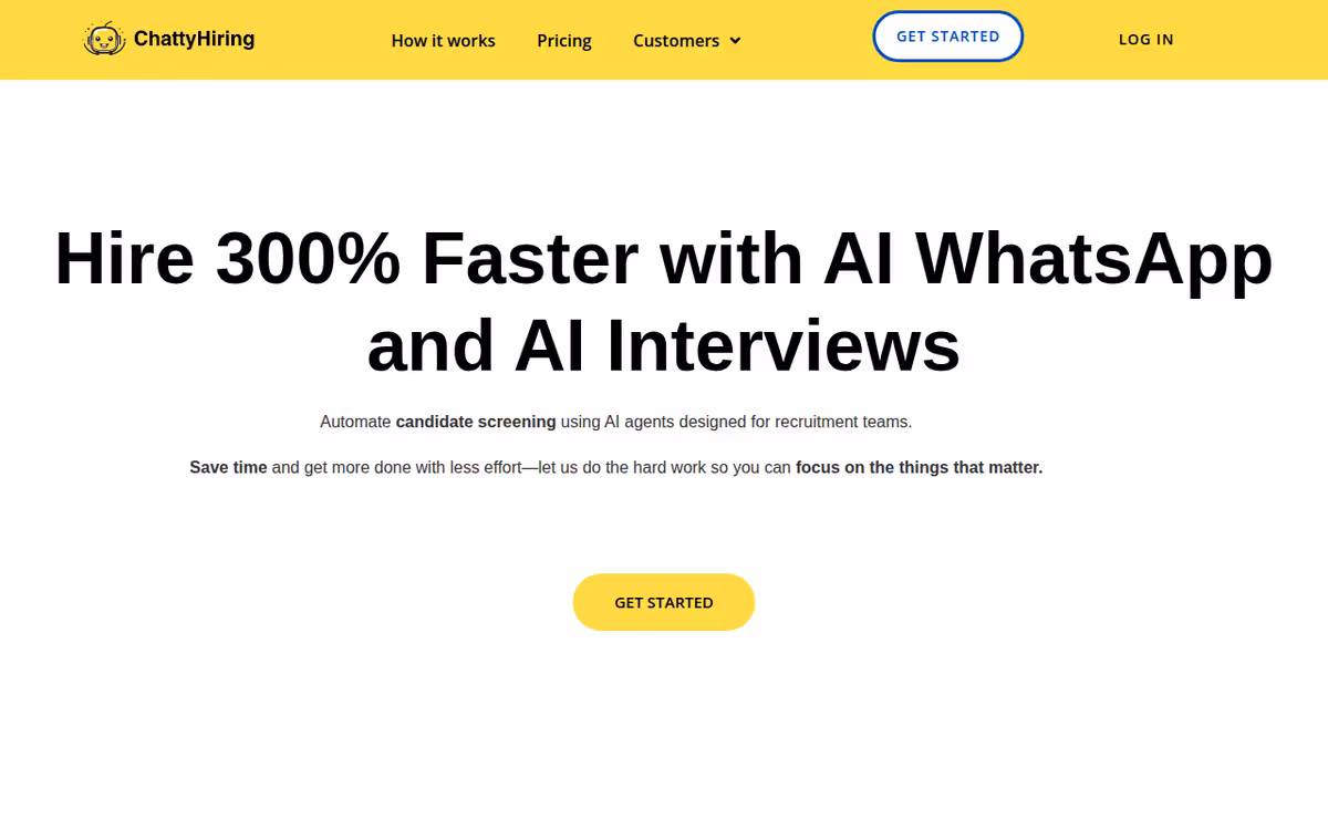 ChattyHiring homepage screenshot