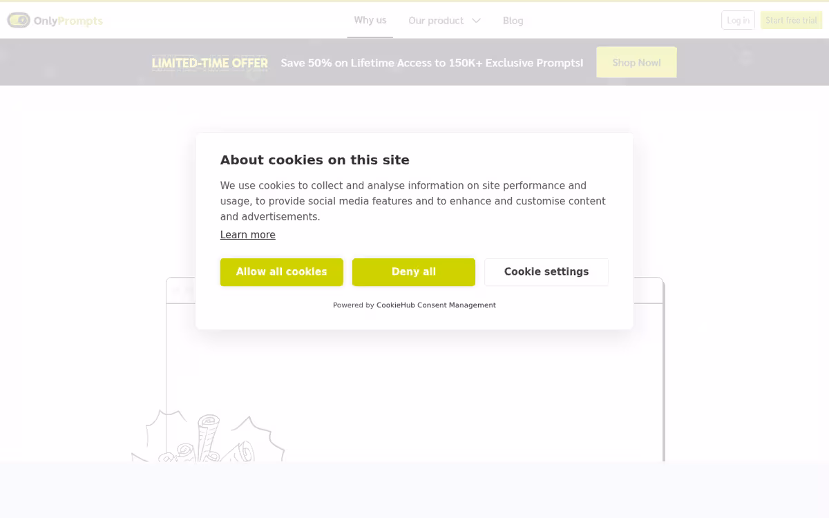 OnlyPrompts homepage screenshot