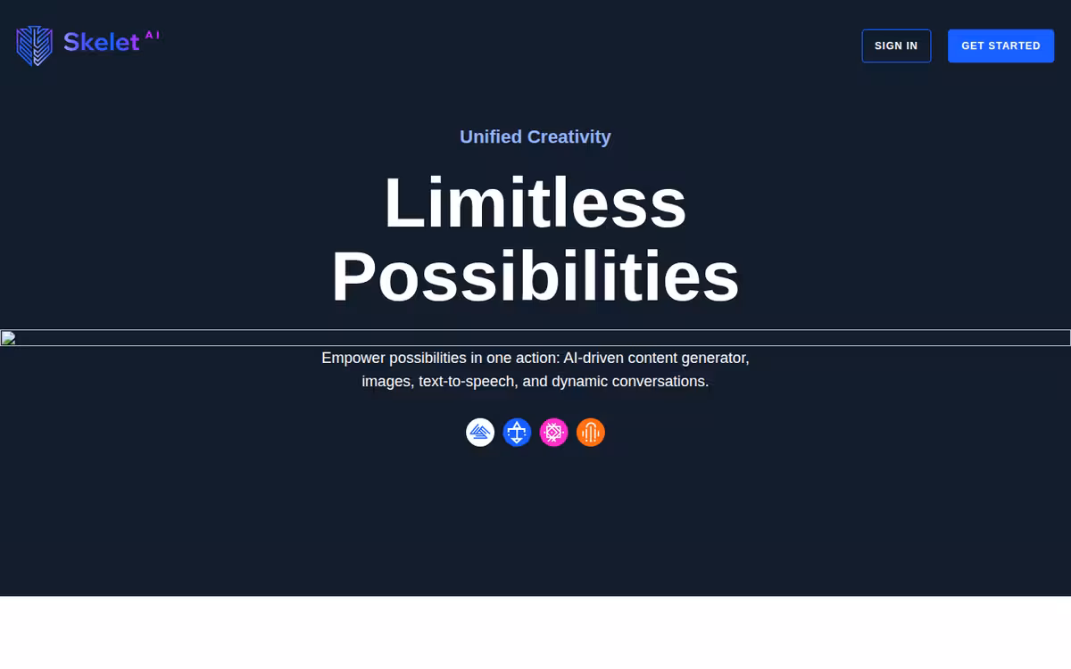 Skelet AI homepage screenshot