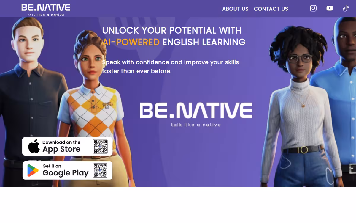 Benative homepage screenshot