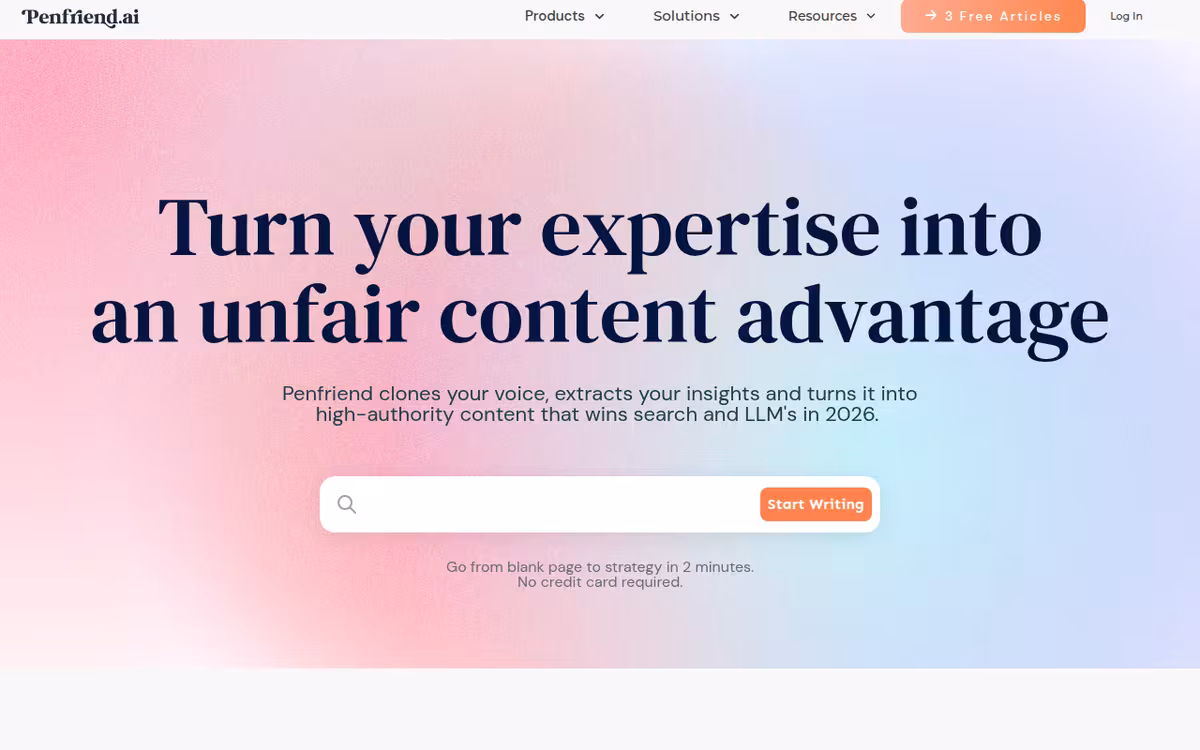 Penfriend homepage screenshot