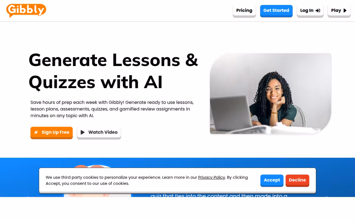 Gibbly homepage screenshot