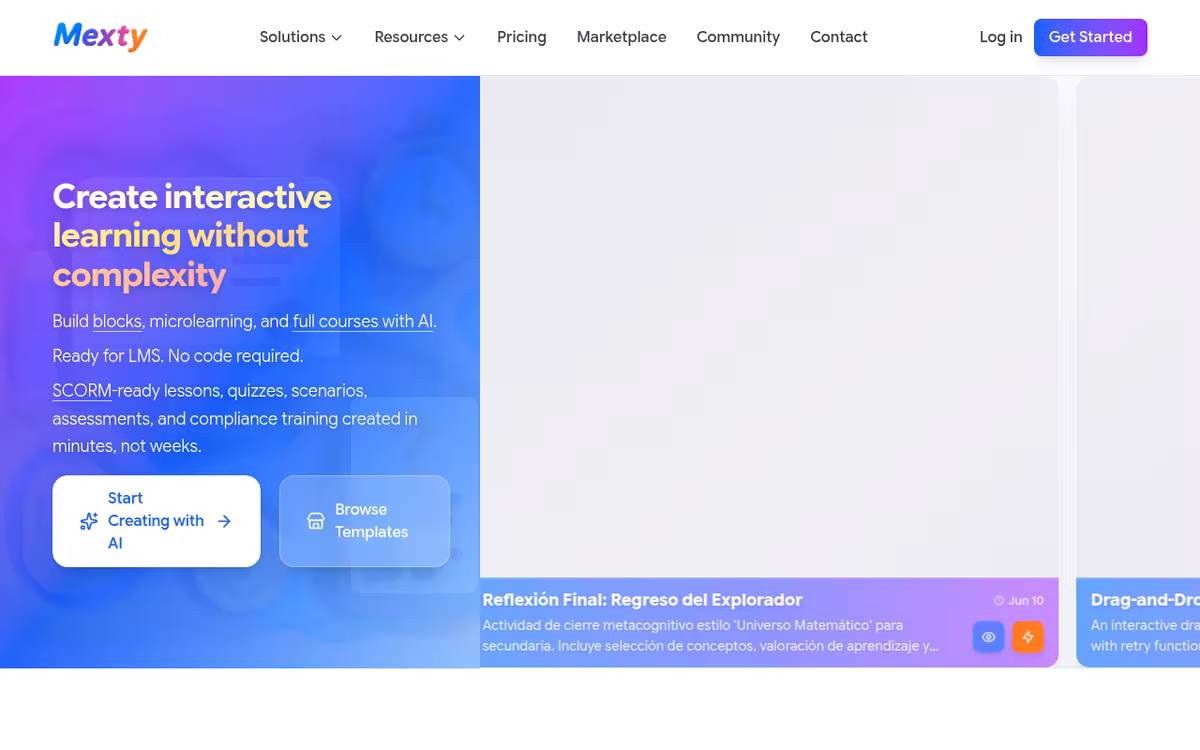 Mexty homepage screenshot