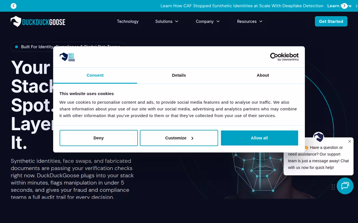 Duckduckgoose homepage screenshot